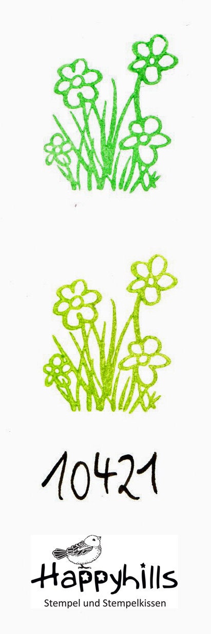 Stempel Gras mit Blumen