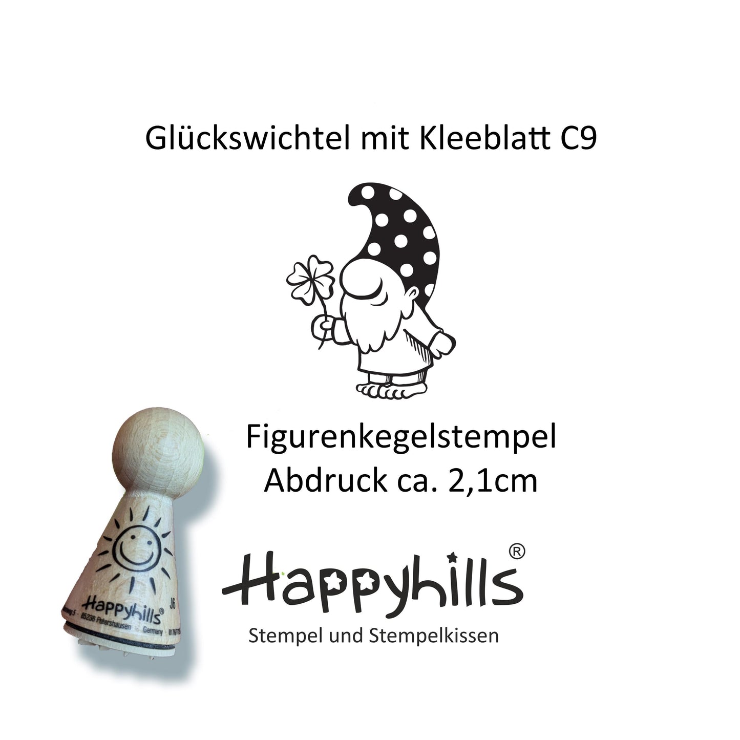 Stempel Glückswichtel mit Kleeblatt