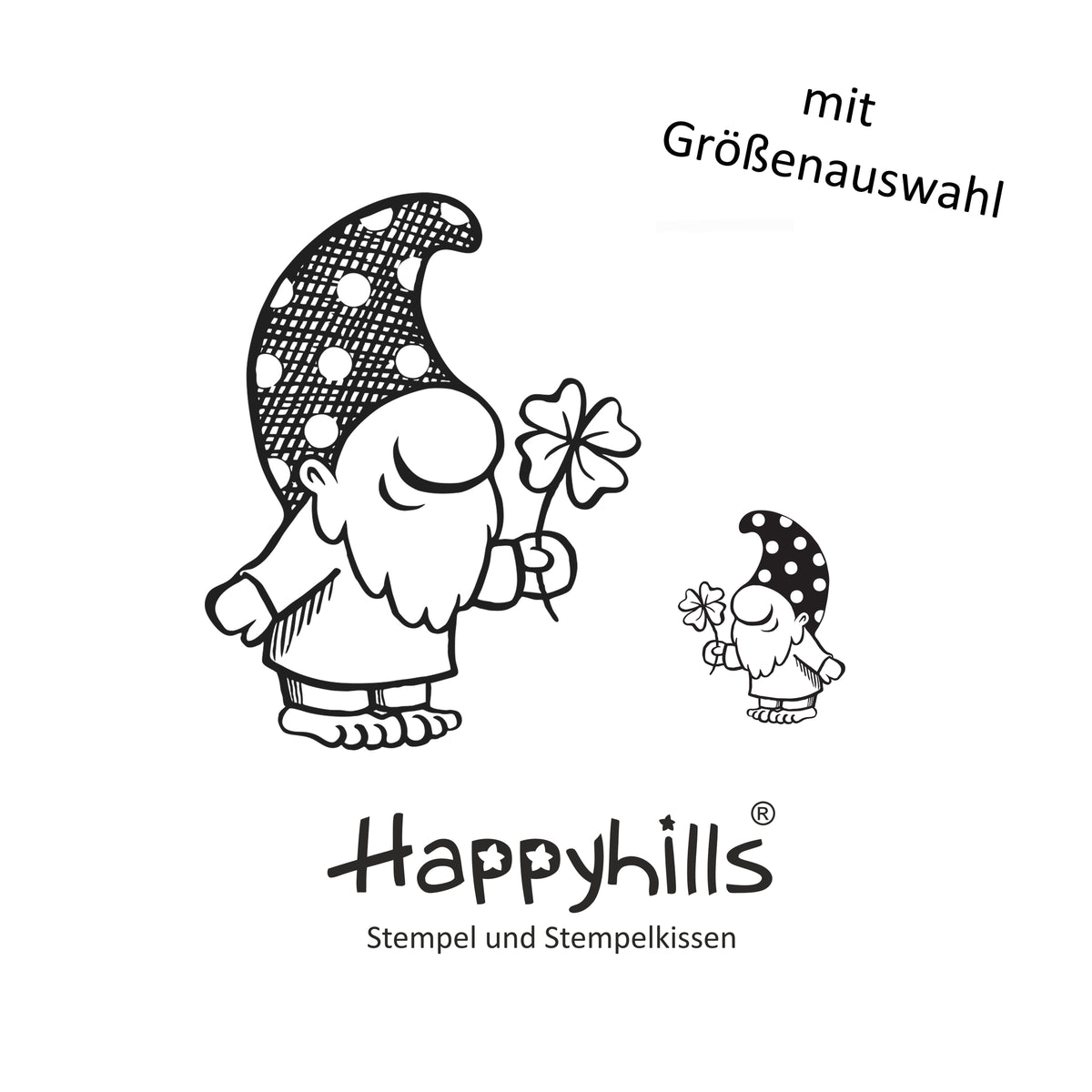 Stempel Glückswichtel mit Kleeblatt