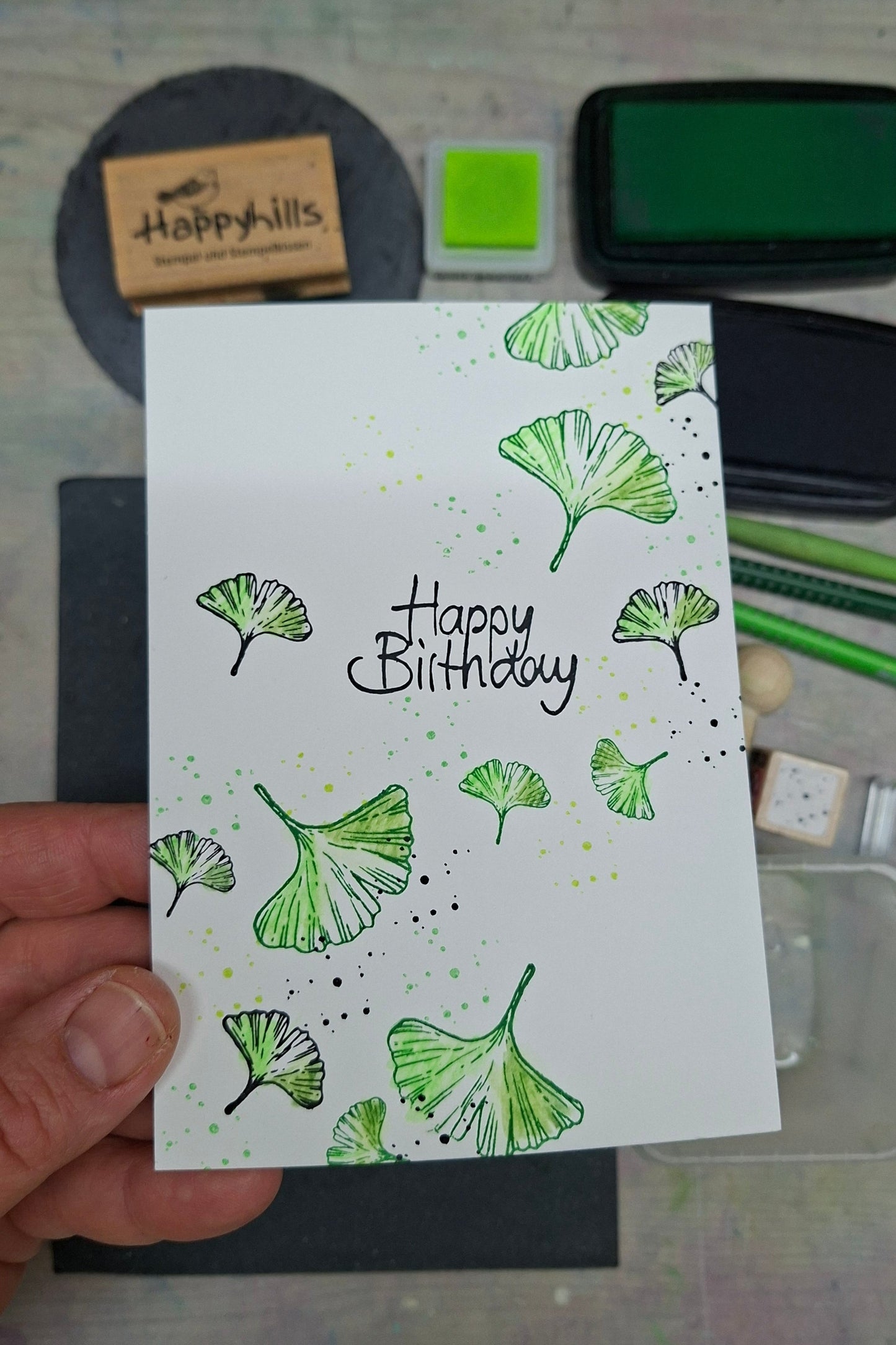 Gingko - Stempel‑Set mit Stempelkissen · 10‑teilig
