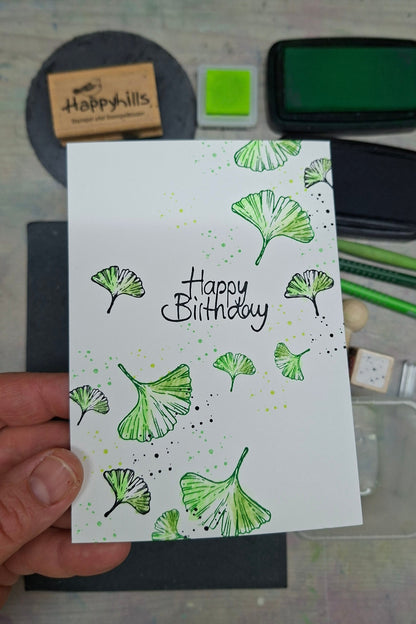 Gingko - Stempel‑Set mit Stempelkissen · 10‑teilig
