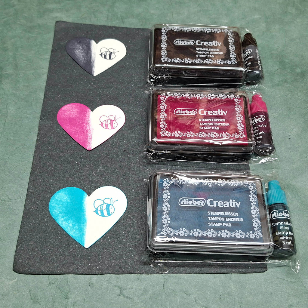 Glamour 3er Set Creativ Stempelkissen schwarz-pink-türkis