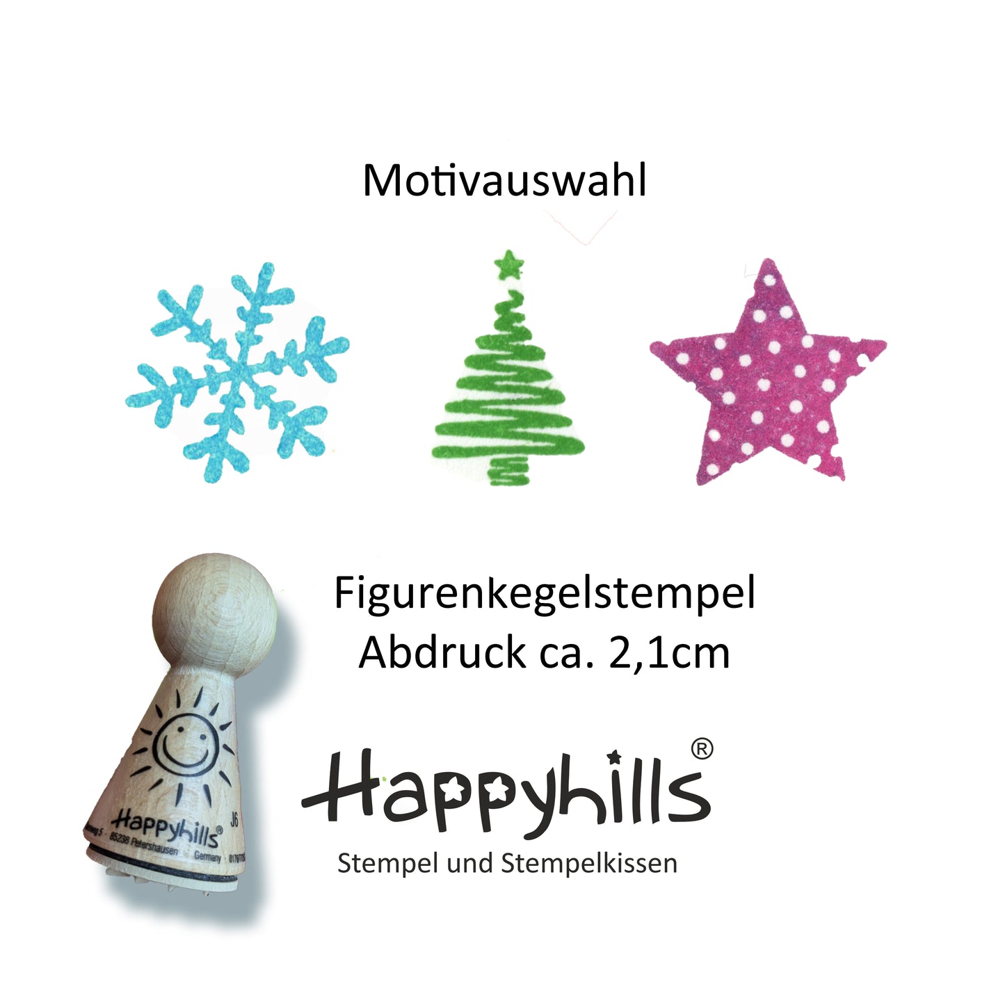 Kegelstempel Schneeflocke, Tannenbaum und Stern Auswahl oder Set