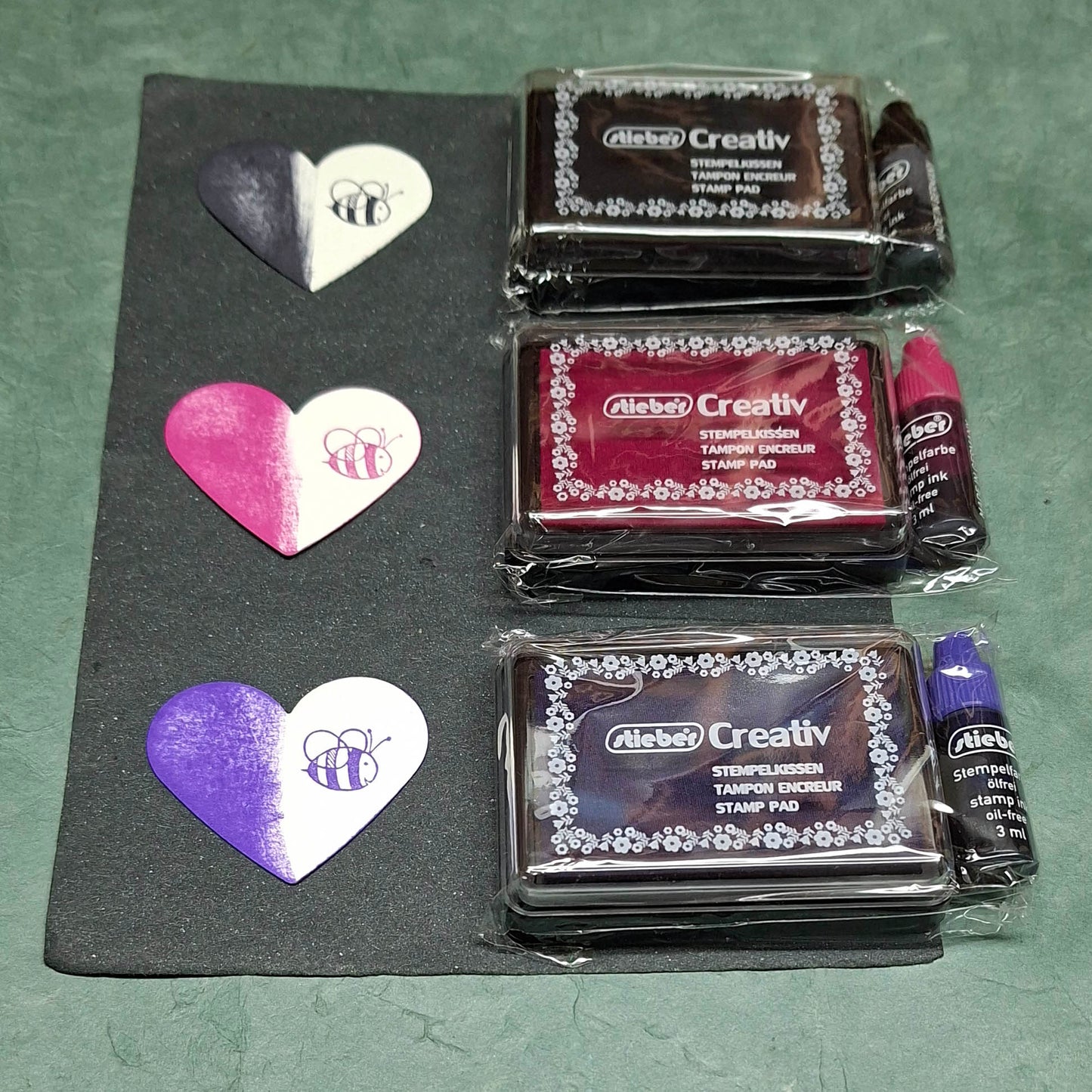 Magic 3er Set Creativ Stempelkissen schwarz-pink-violett