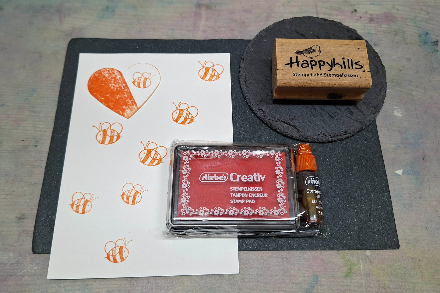 Kindergarten 3er Set Creativ Stempelkissen maigrün-pink-orange