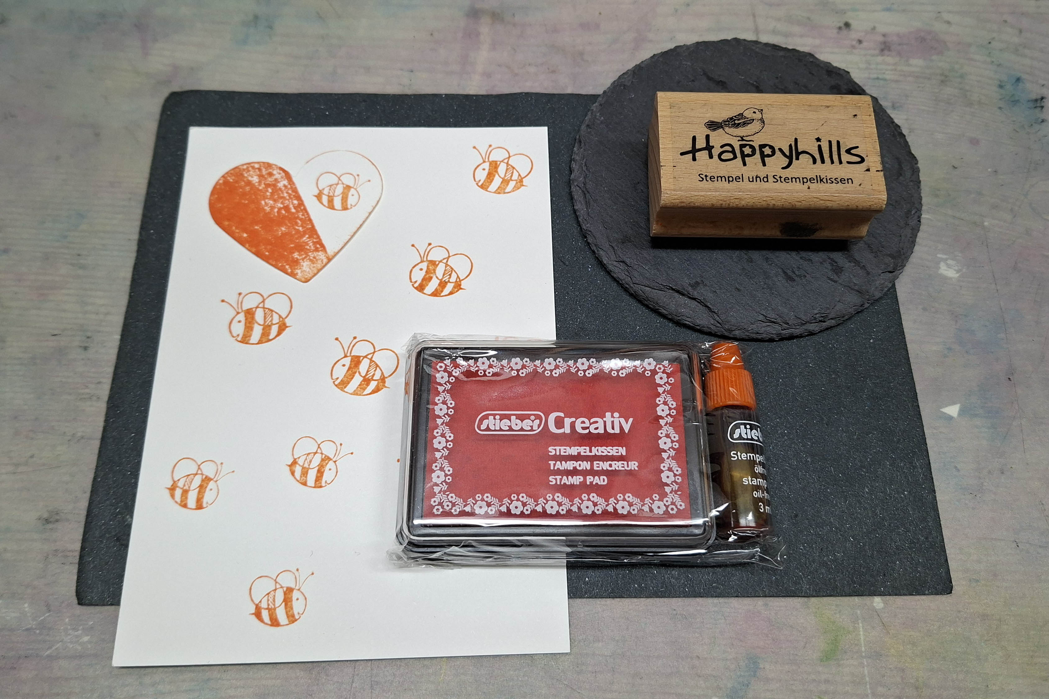Halloween 3er Set Creativ Stempelkissen orange-violett-schwarz