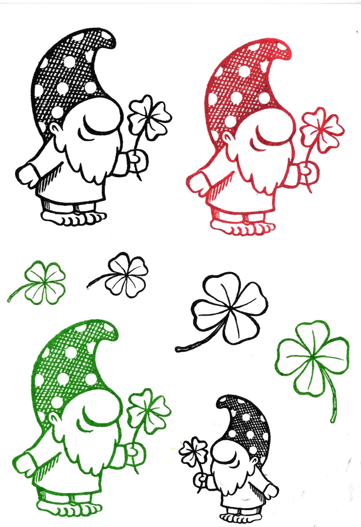 Stempel Glückswichtel mit Kleeblatt