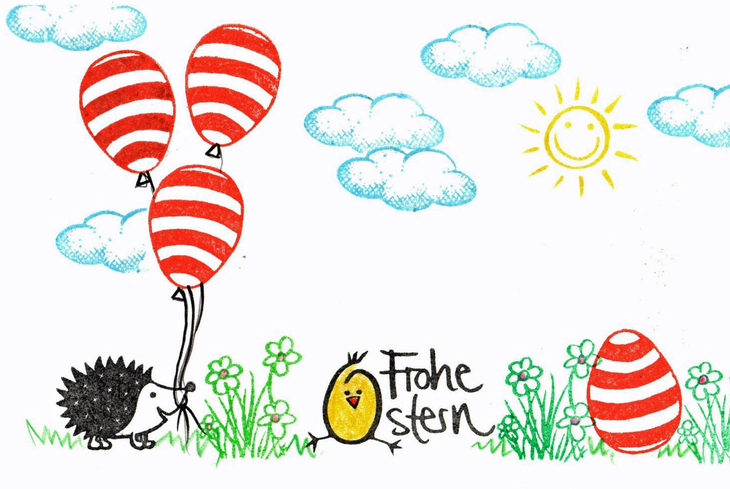 Stempel Frohe Ostern mit Küken