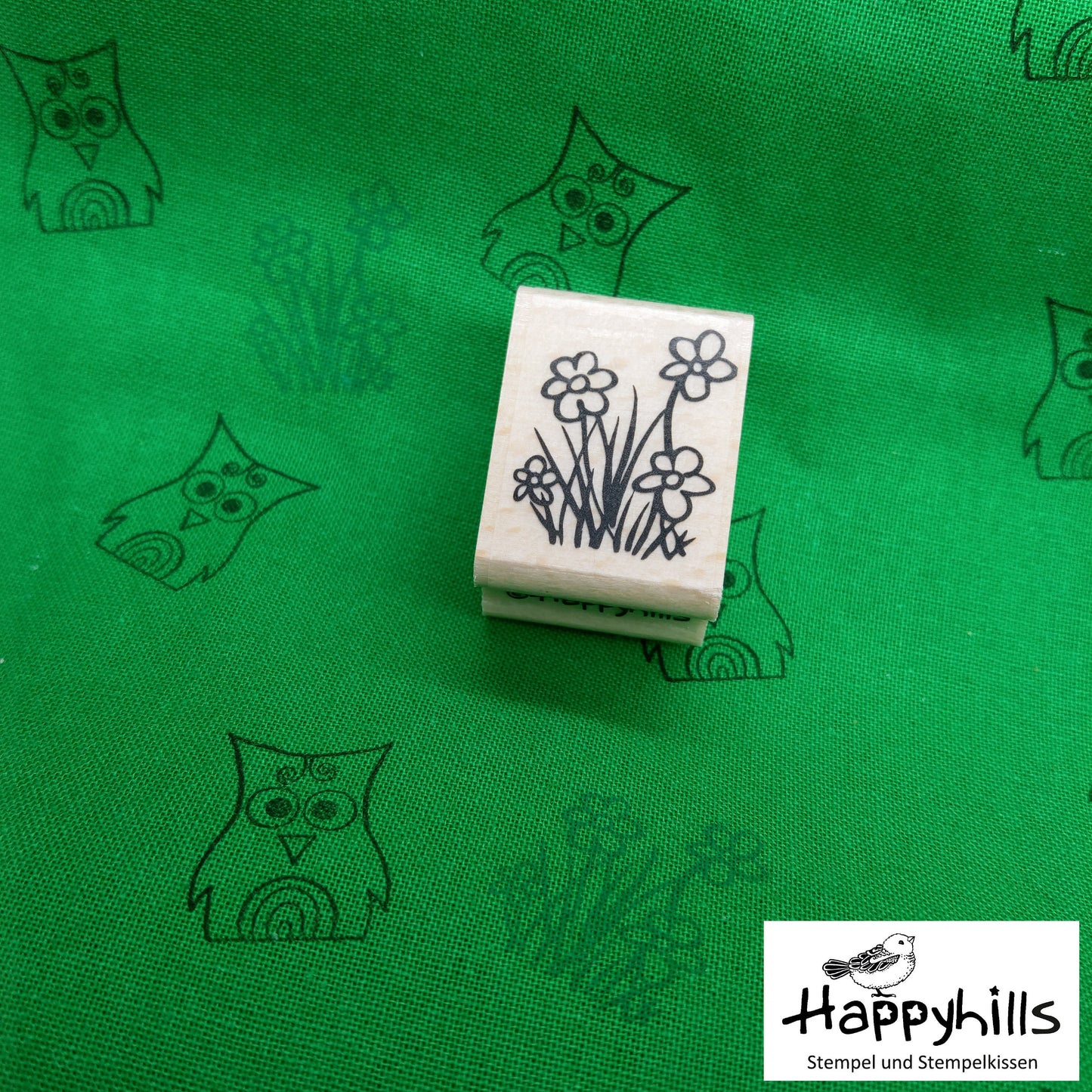 Stempel Gras mit Blumen