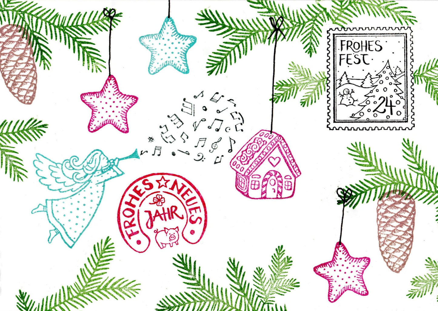 Stempel Briefmarke Frohes Fest