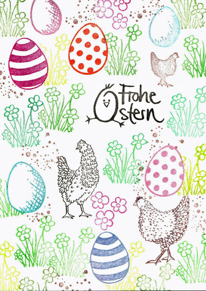 Stempel Gras mit Blumen