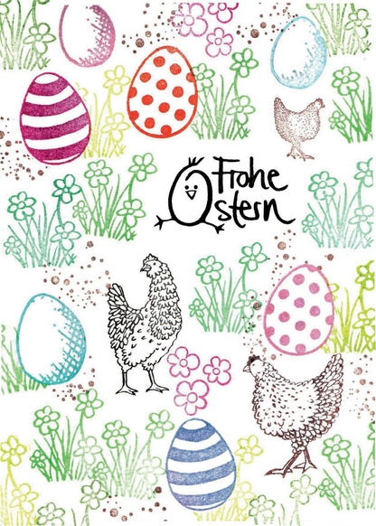Stempel Frohe Ostern mit Küken