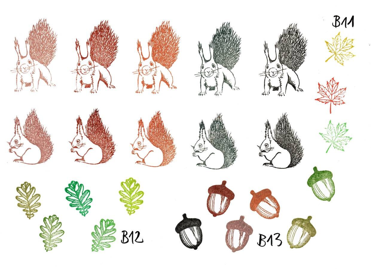 Stempel Eichhörnchen mit Nuss