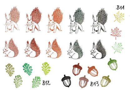 Stempel Eichhörnchen mit Nuss