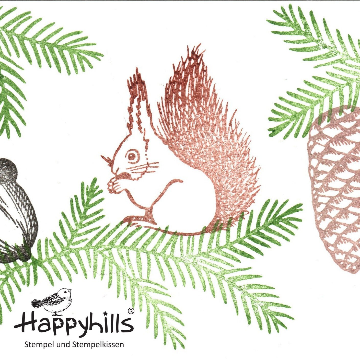 Stempel Eichhörnchen mit Nuss