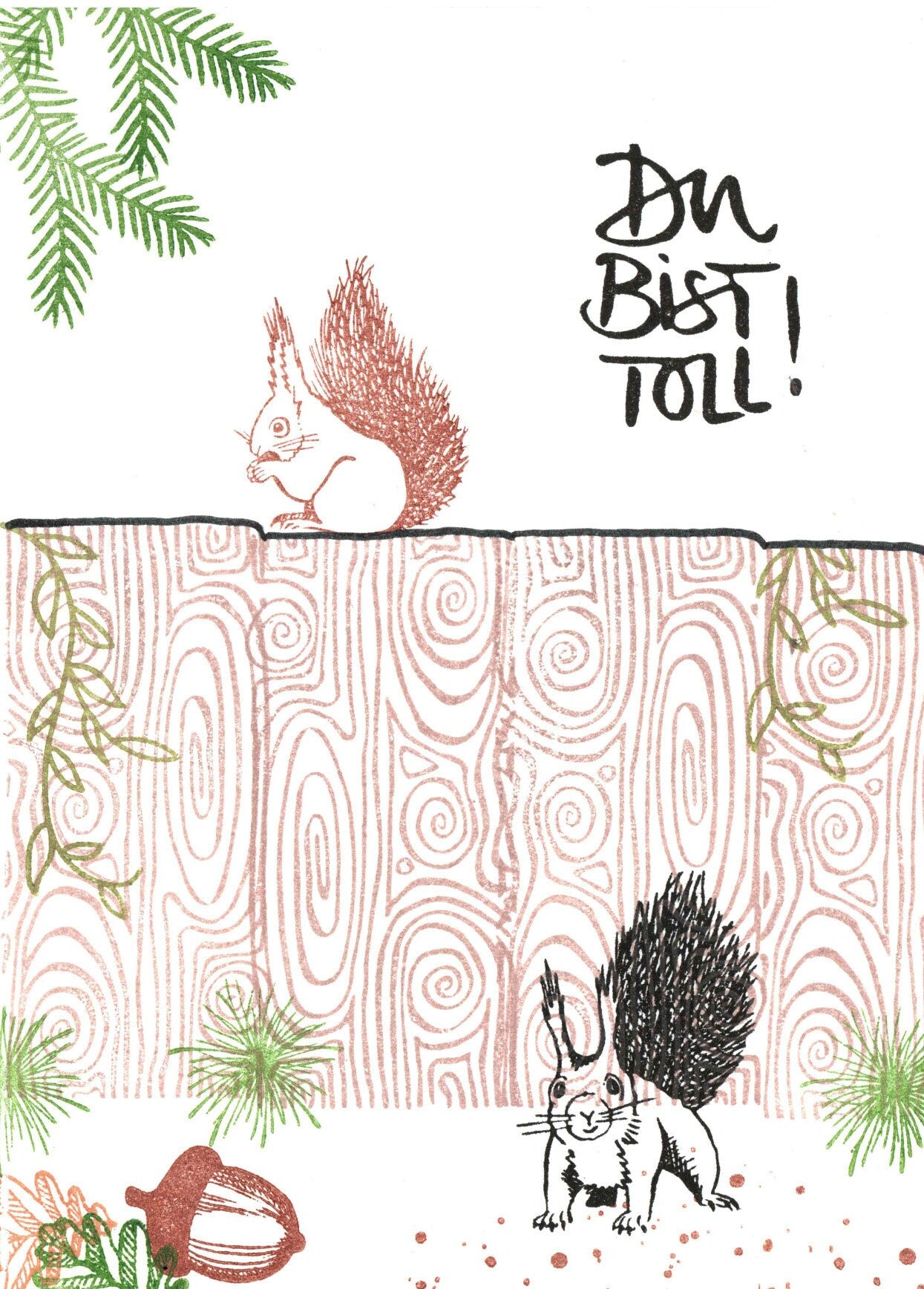 Stempel Eichhörnchen mit Nuss