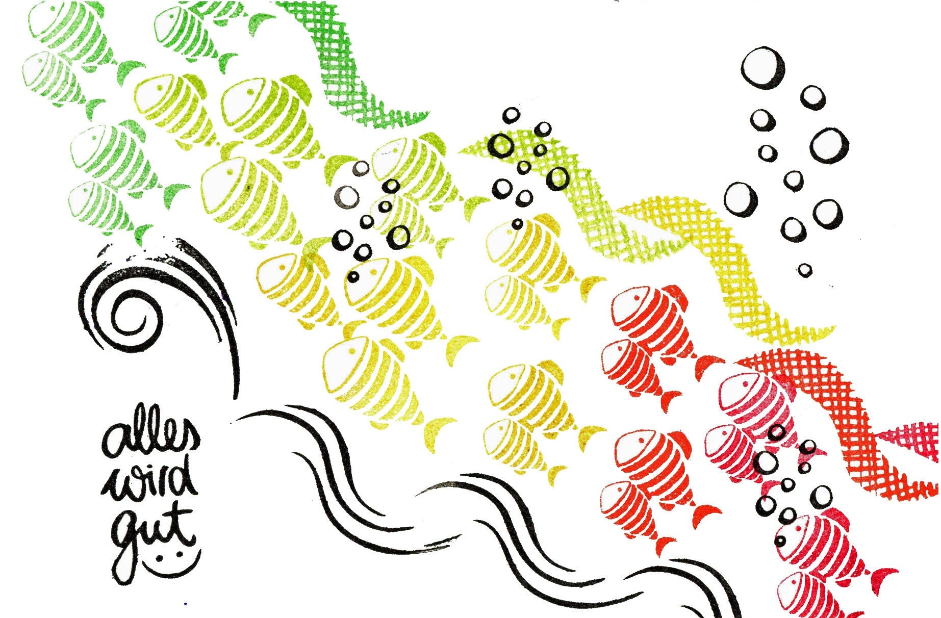 Stempel Fischschwarm