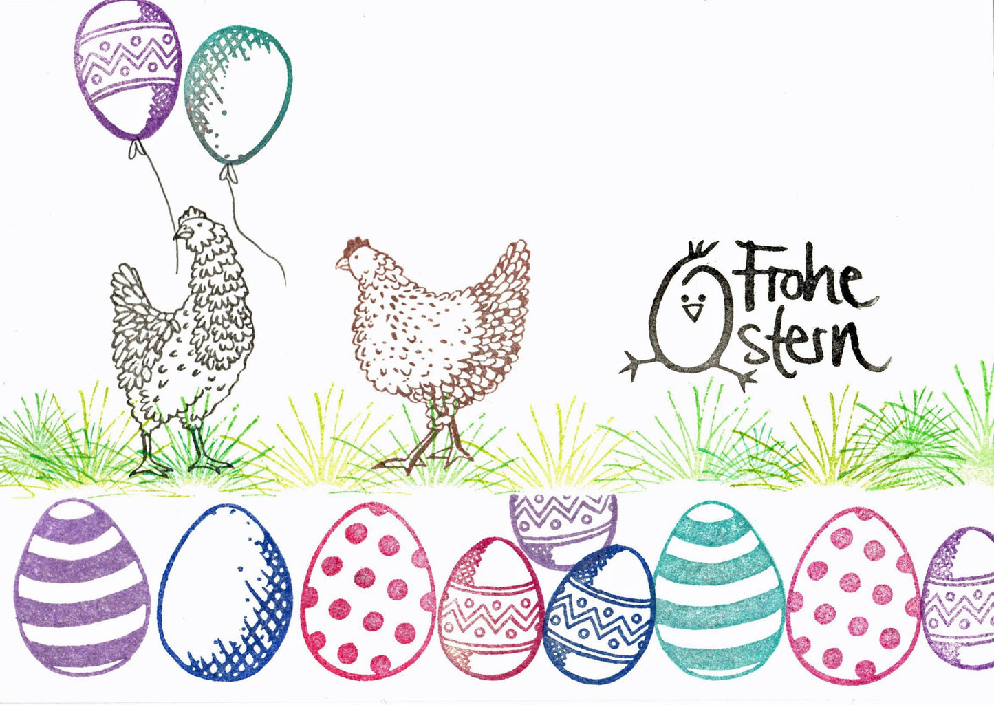 Stempel Frohe Ostern mit Küken
