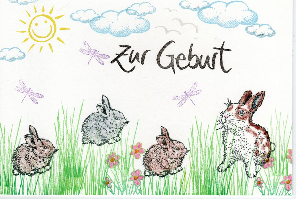 Stempel Kaninchen sitzt und Karotte