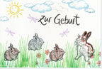 Stempel Kaninchen sitzt und Karotte