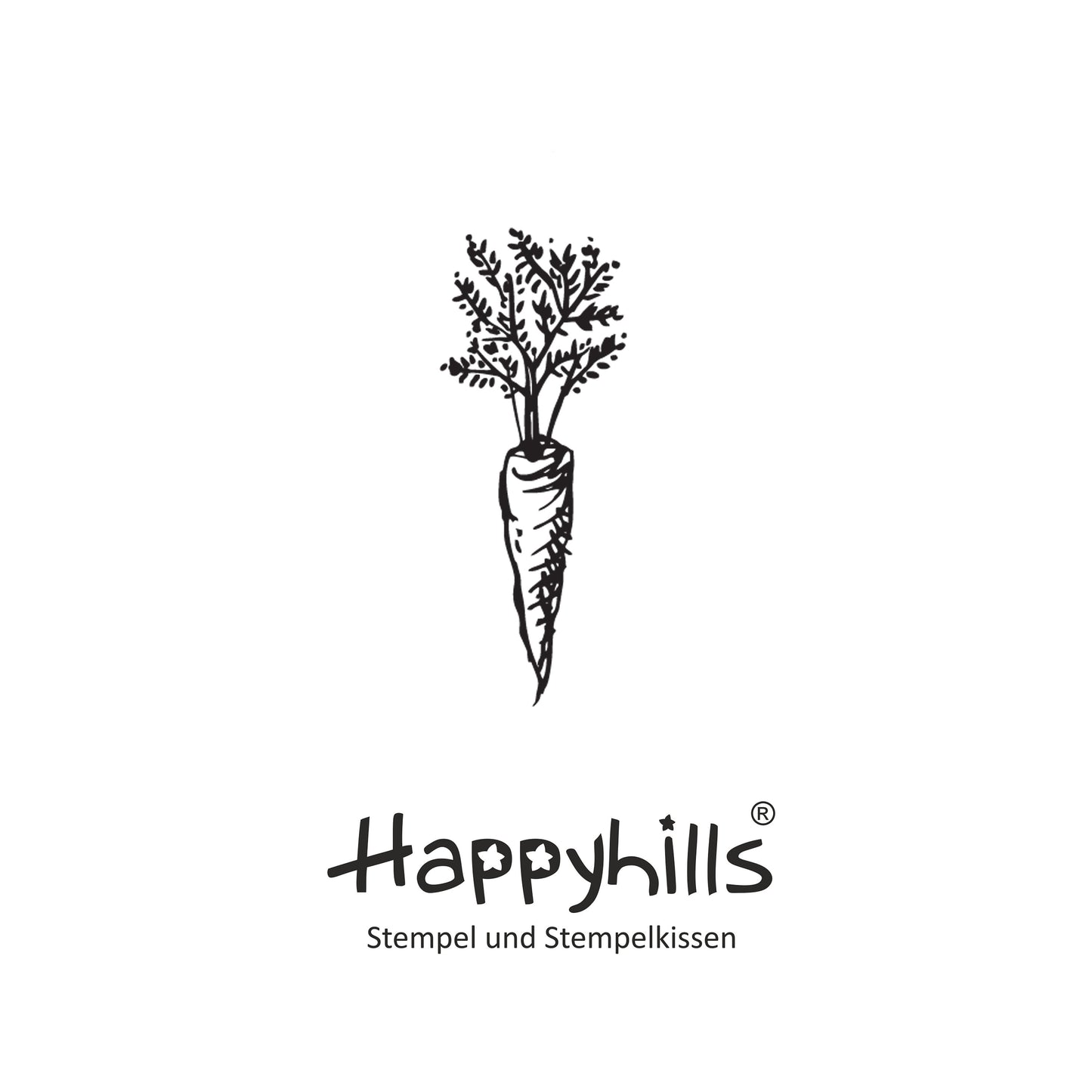 Stempel Kaninchen steht und Karotte