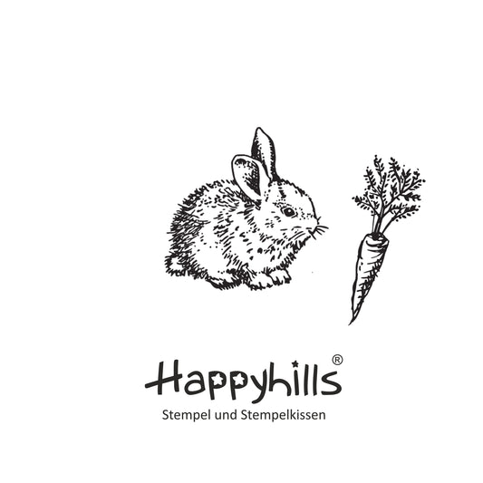 Stempel Kaninchen sitzt und Karotte