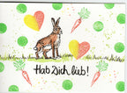 Stempel Kaninchen steht und Karotte