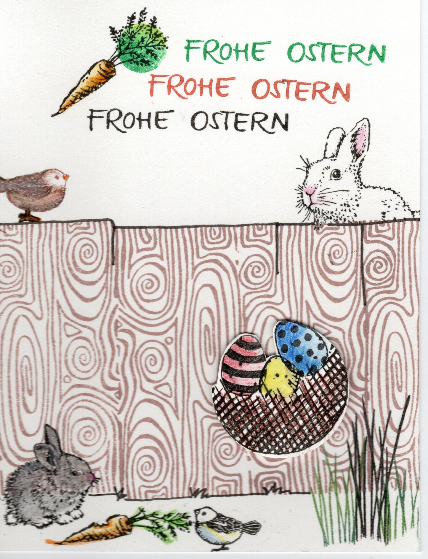 Stempel Kaninchen sitzt und Karotte