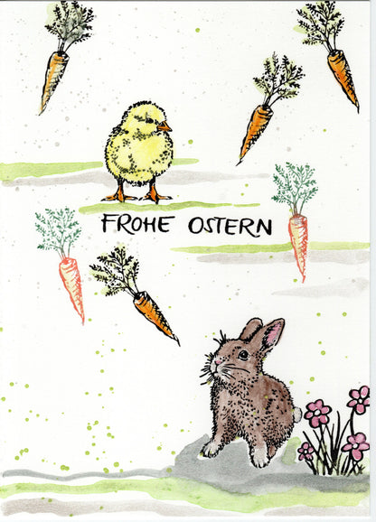 Stempel Kaninchen steht und Karotte