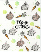 Stempel Kaninchen sitzt und Karotte
