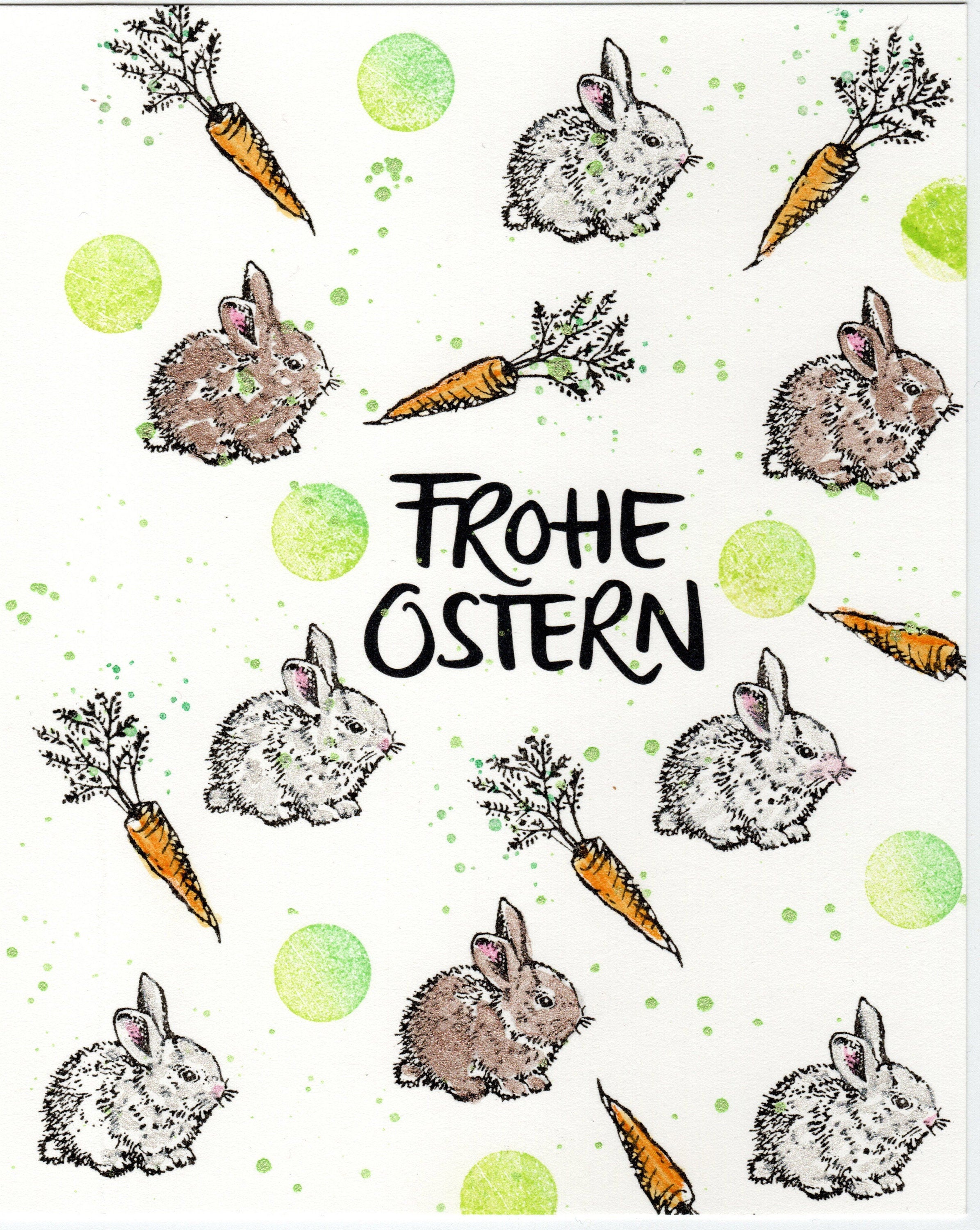 Stempel Kaninchen sitzt und Karotte