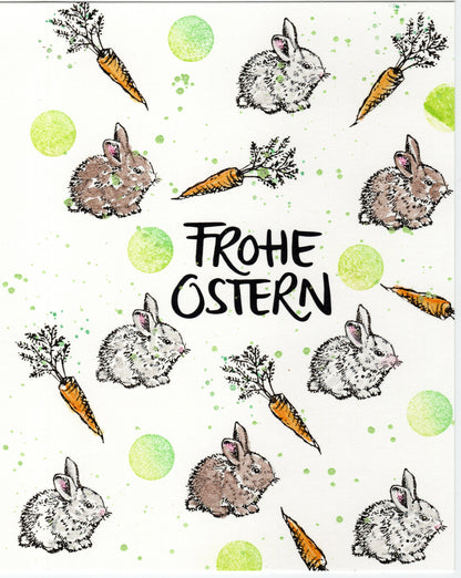 Stempel Kaninchen sitzt und Karotte