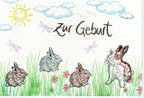 Stempel Kaninchen steht und Karotte