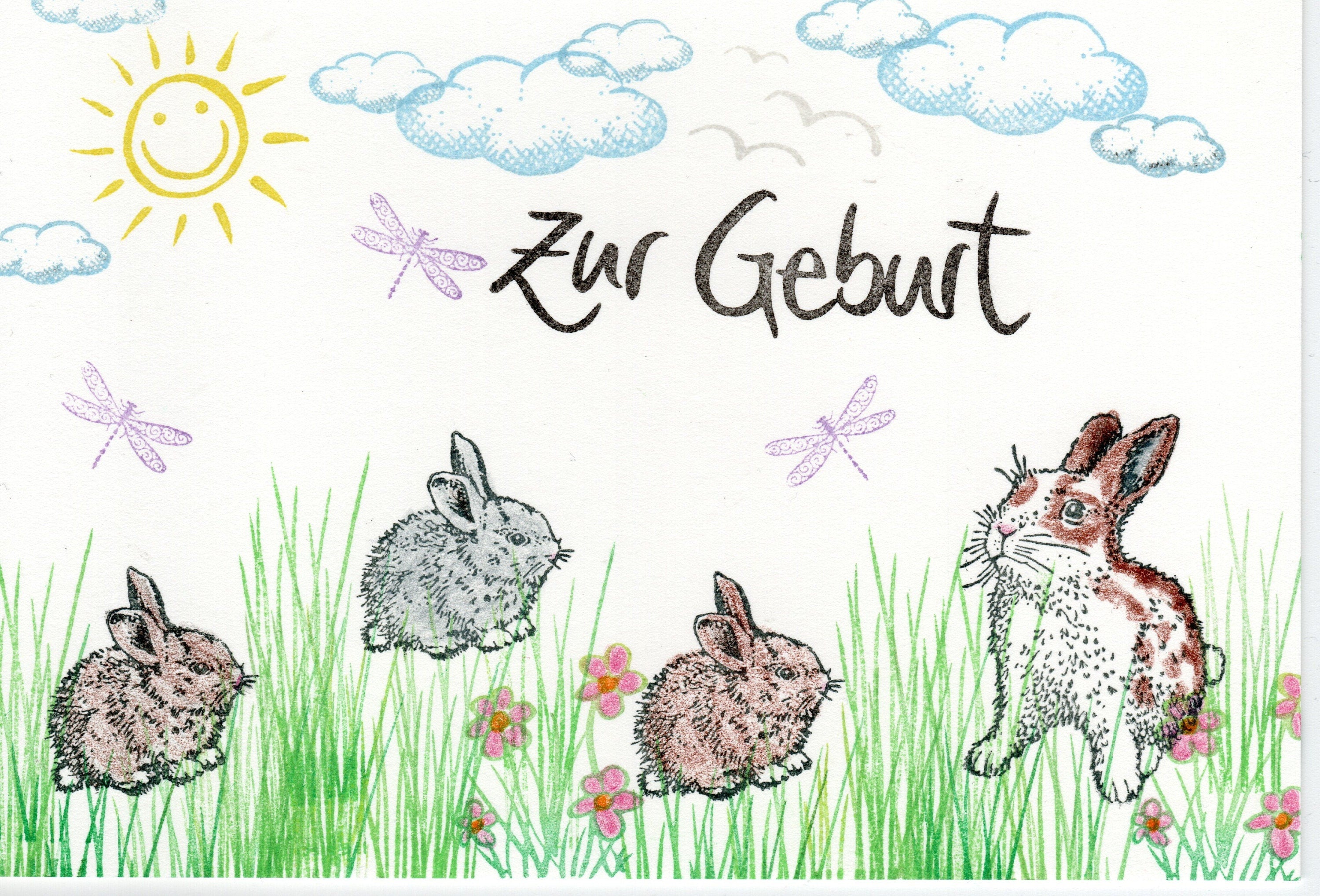 Stempel Kaninchen steht und Karotte