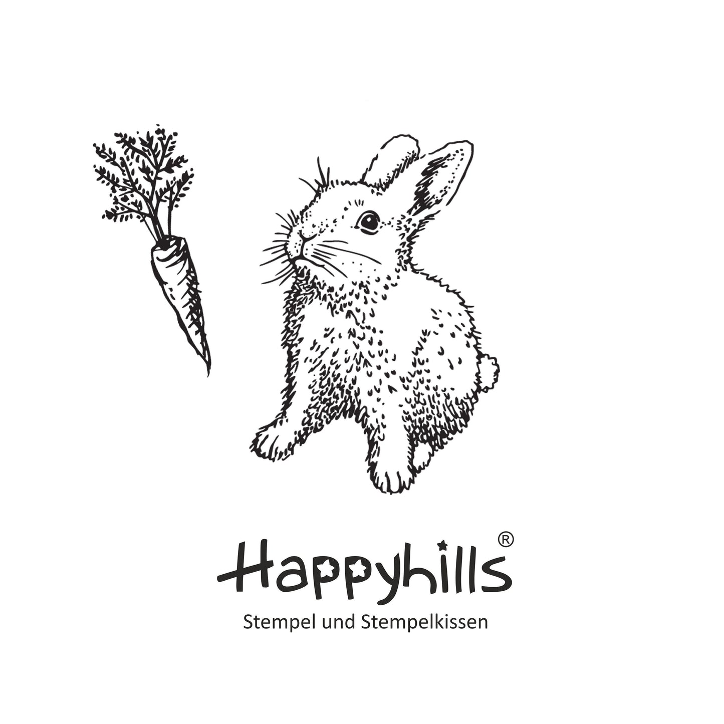 Stempel Kaninchen steht und Karotte