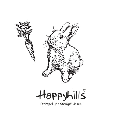 Stempel Kaninchen steht und Karotte