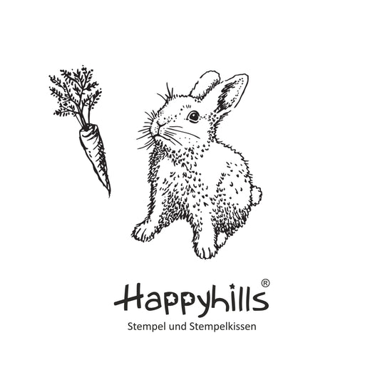 Stempel Kaninchen steht und Karotte