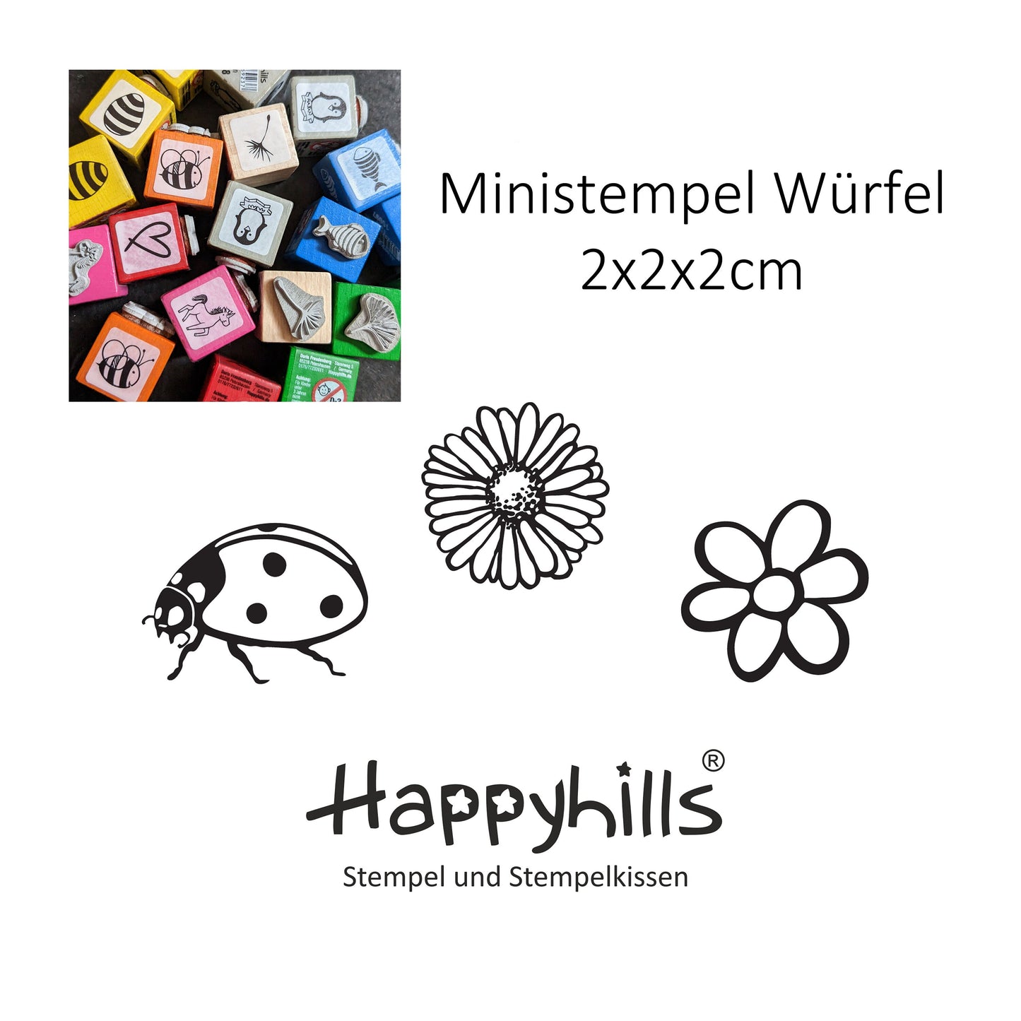 Ministempel Gänseblümchen, Blümchen und Marienkäfer Auswahl oder Set