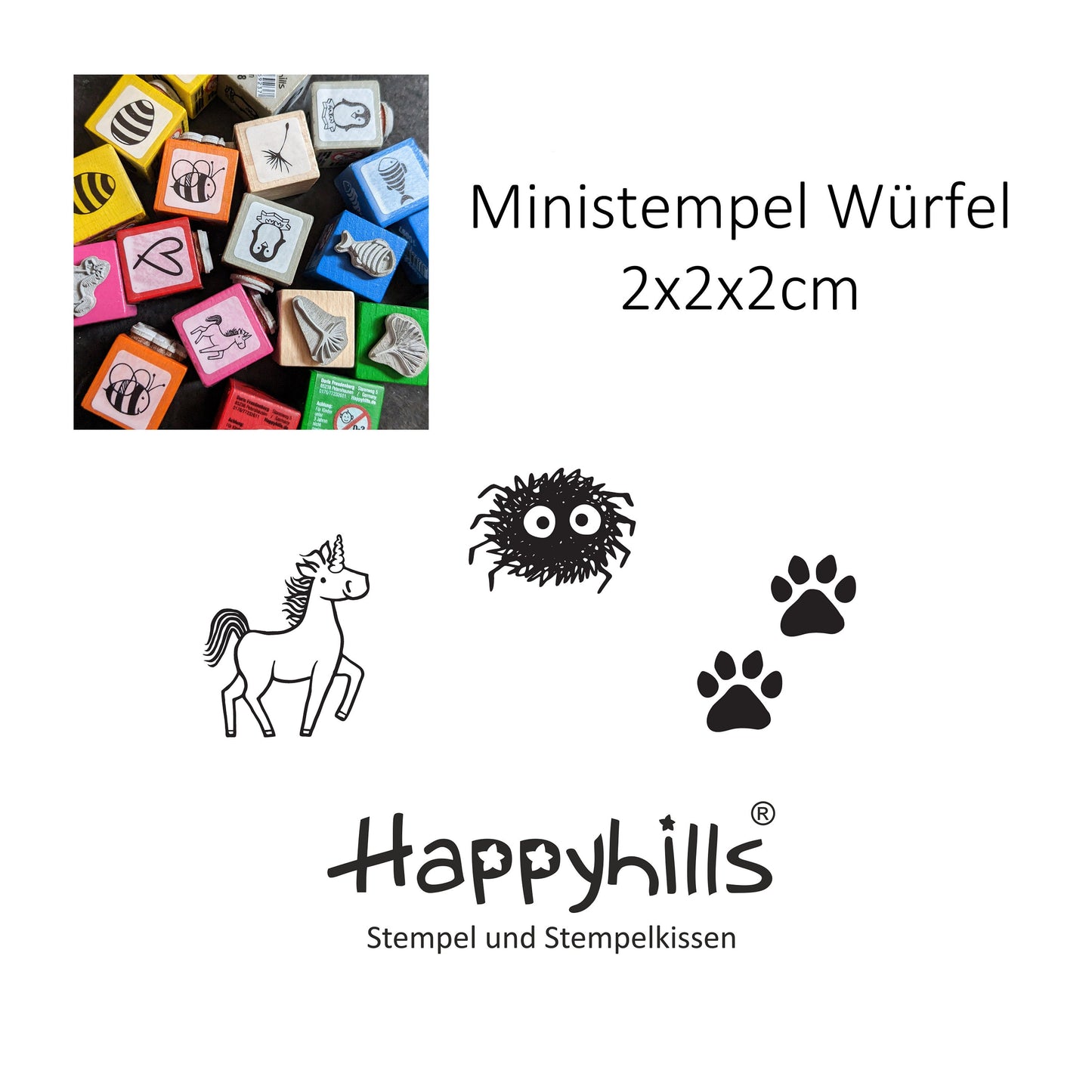 Ministempel Einhorn, Spinne und Tatzenspur Auswahl oder Set