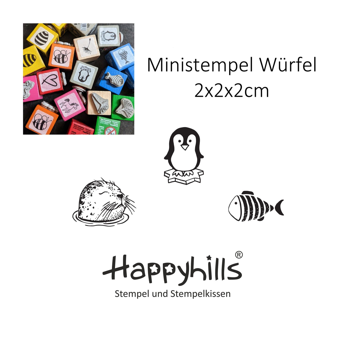 Ministempel Pinguin, Seehundkopf und Fisch Auswahl oder Set