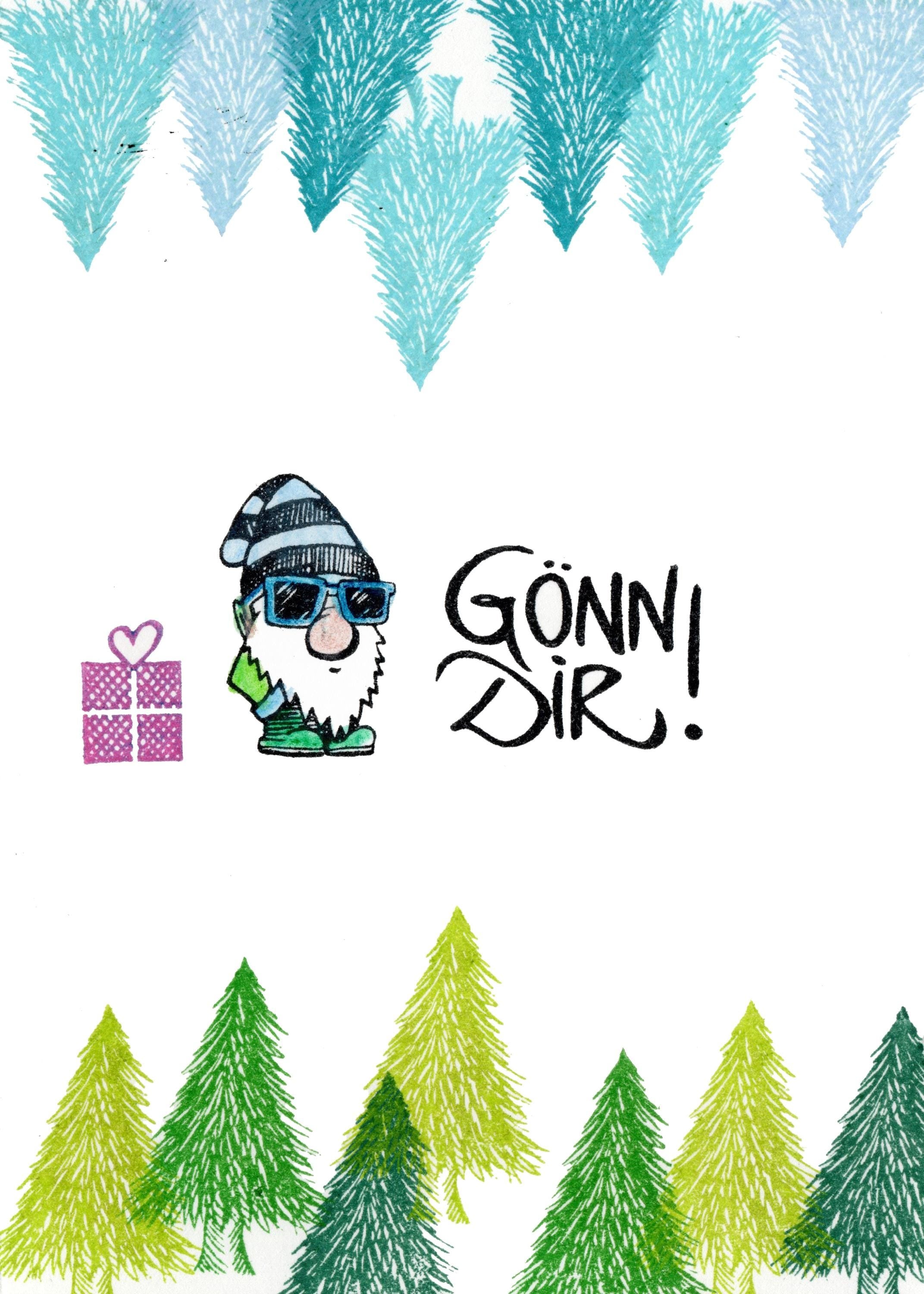 Stempel Wichtel Tom mit Sonnenbrille