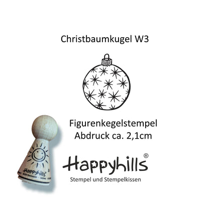 Kegelstempel Tannenzweig, Christbaumkugel und Kerze Auswahl oder Set