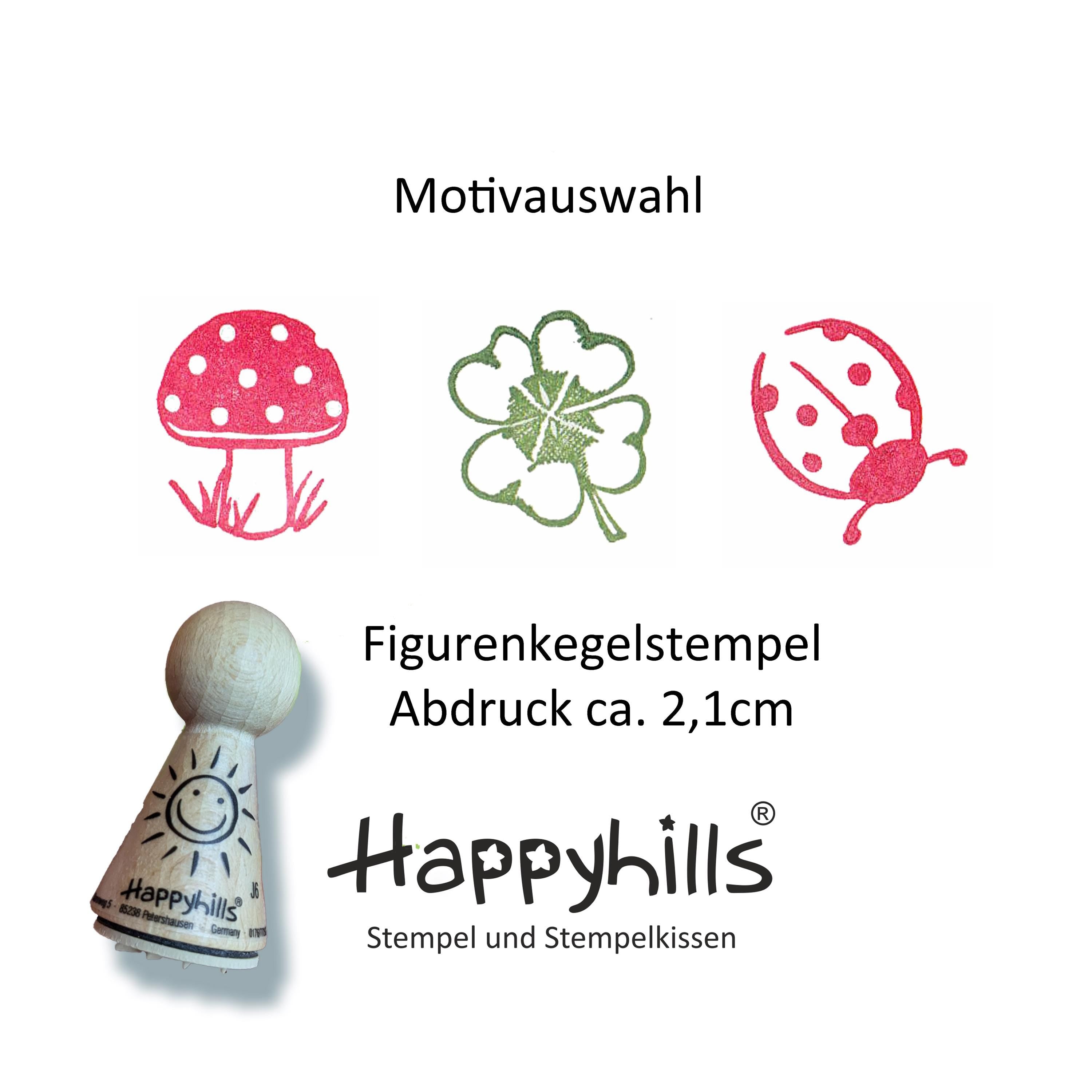 Kegelstempel Fliegenpilz, Kleeblatt und Marienkäfer Auswahl oder Set