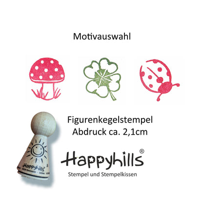 Kegelstempel Fliegenpilz, Kleeblatt und Marienkäfer Auswahl oder Set