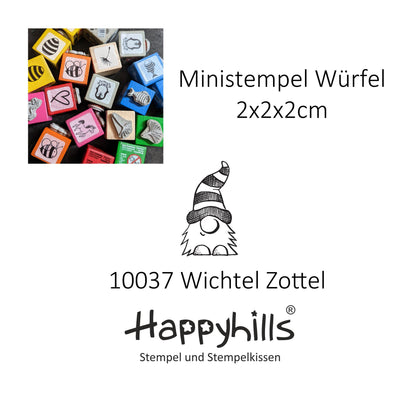 Ministempel Geschenk mit Herz, Wichtel Zottel und Tannenbaum Auswahl oder Set