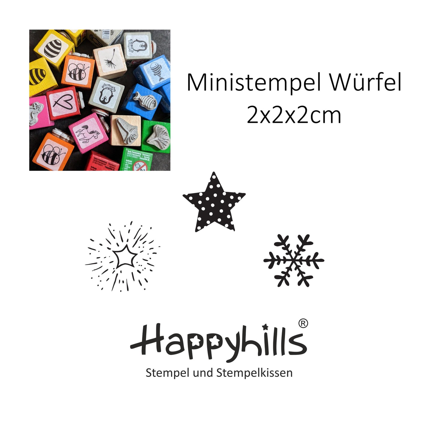 Ministempel Schneeflocke, Stern mit Punkten und Funkelstern Auswahl oder Set