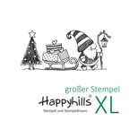 Stempel Wichtel mit Schlitten