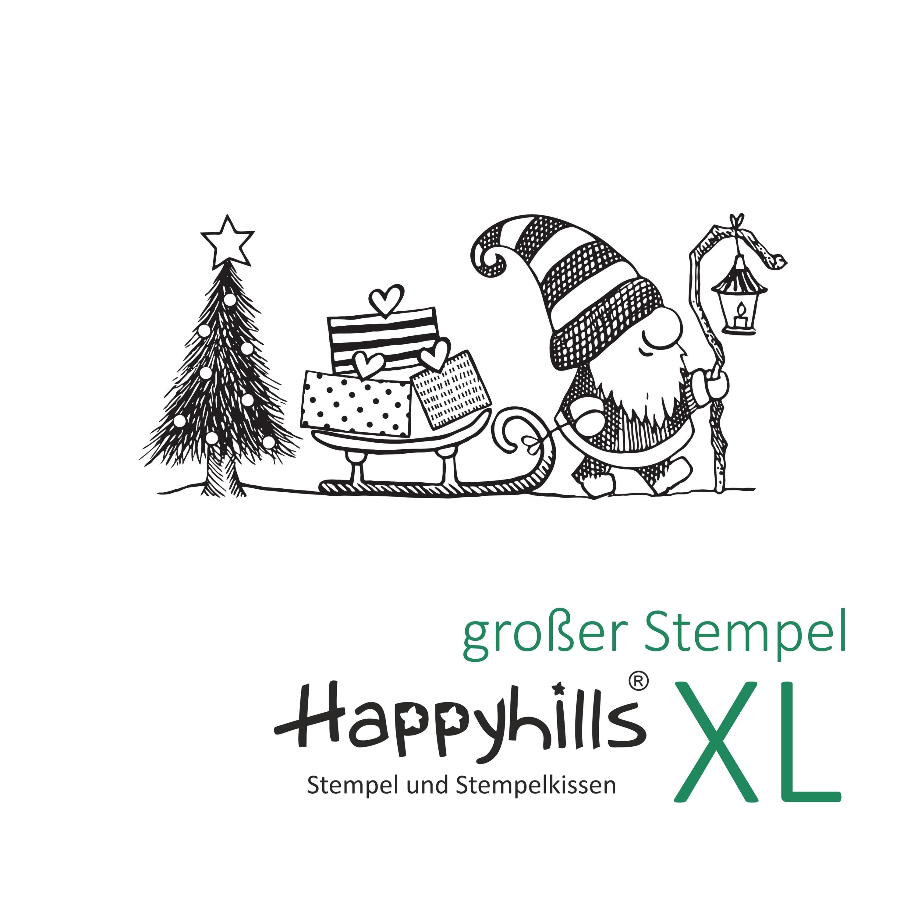 Stempel Wichtel mit Schlitten