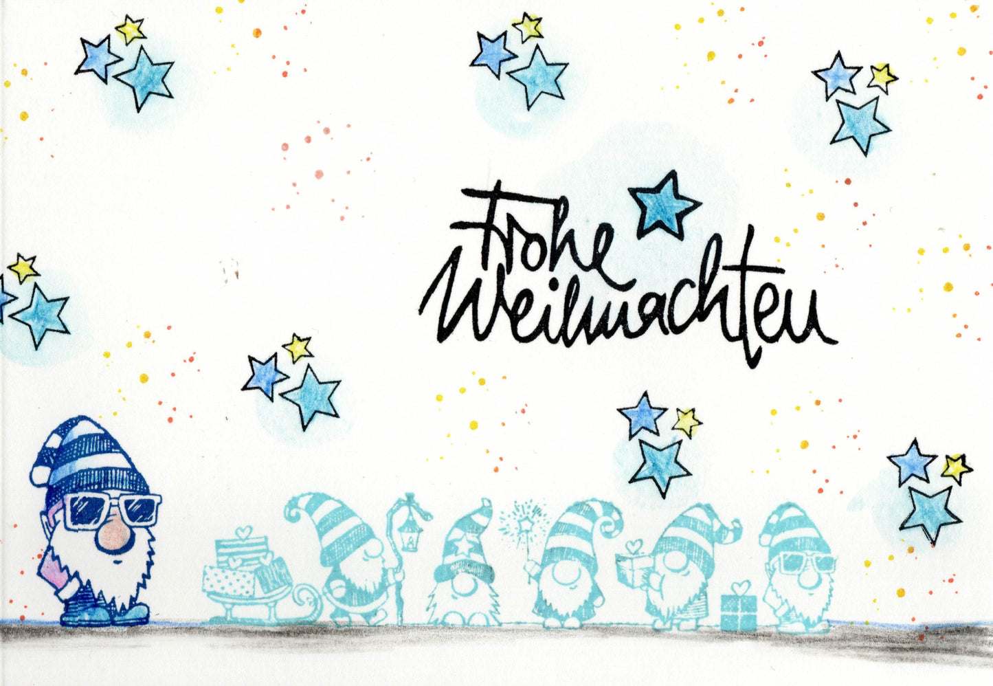 Stempel Wichtel Tom mit Sonnenbrille