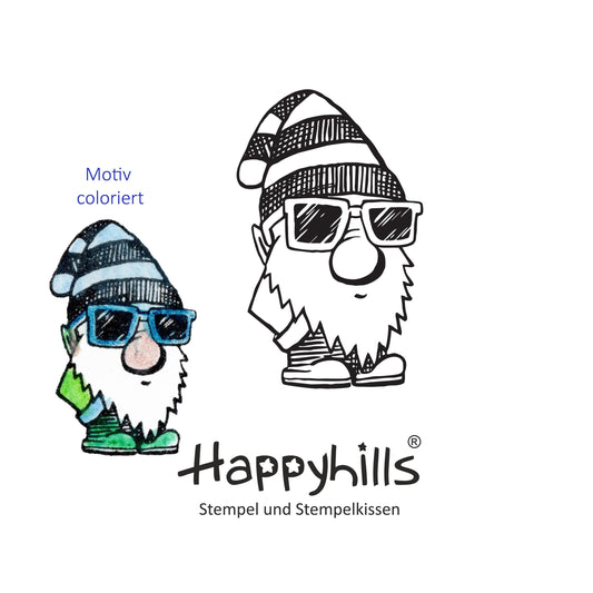 Stempel Wichtel Tom mit Sonnenbrille